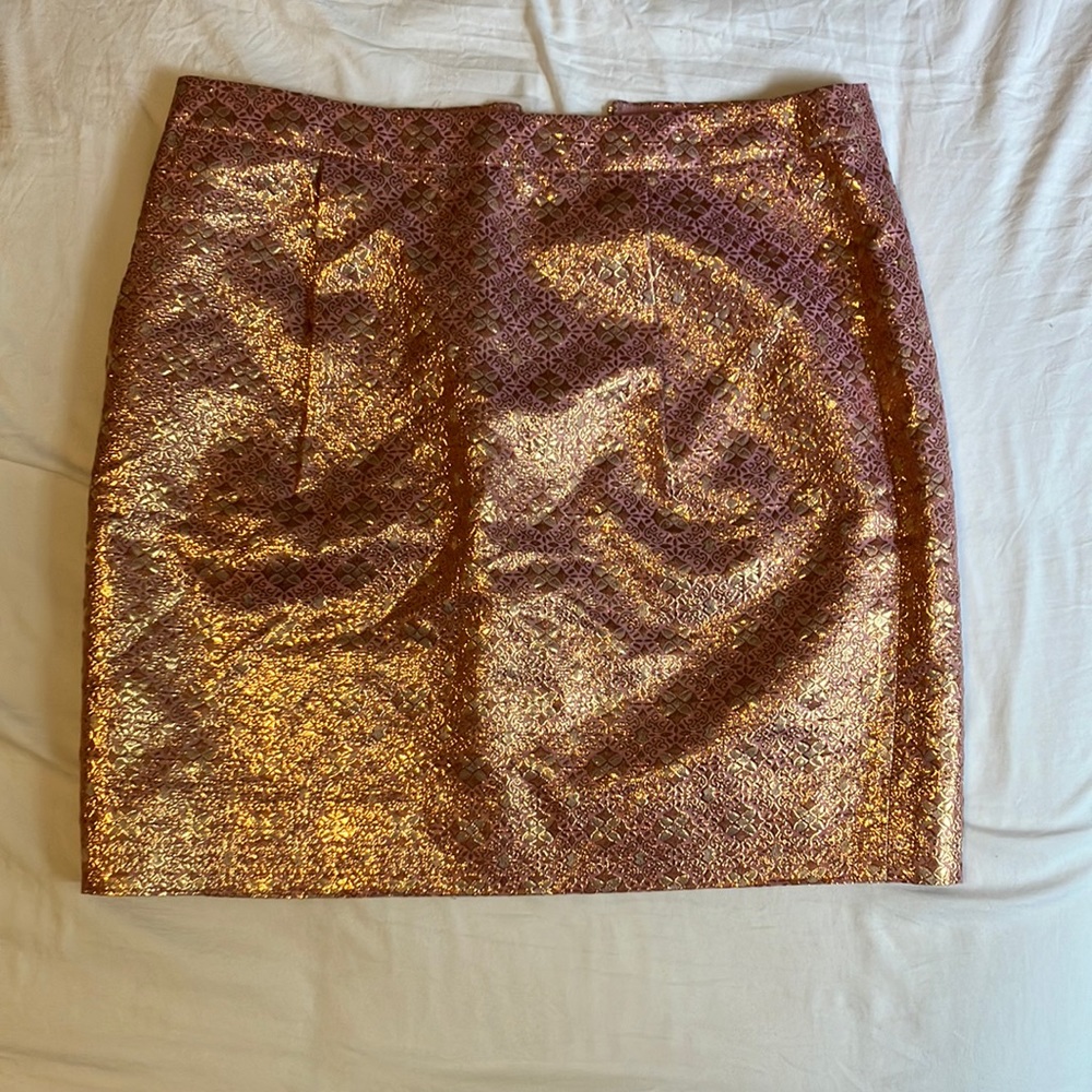 J.CREW METALLIC PINK AND GOLD MINI SKIRT SIZE 4